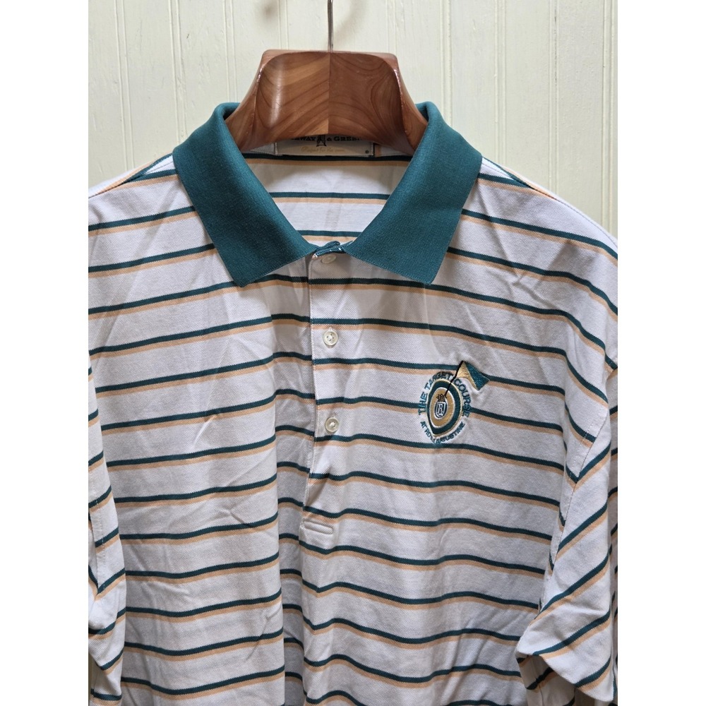Fairway & Greene Polo Shirt Mens XL White‎ Stripe Royal St Augustine Golf Cotton